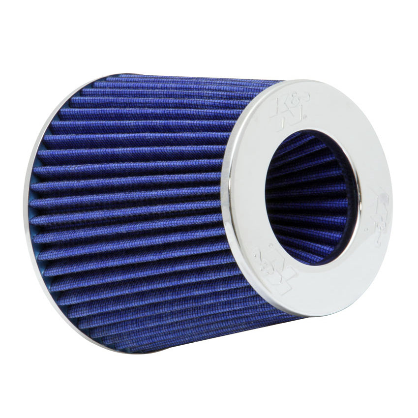 KN-Universal-Air-Filter-Chrome-Round-Tapered-Blue---4In-Flange-Id-X-1.125In-Flange-Length-X-5.5In-H