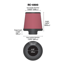 Load image into Gallery viewer, KN-Universal-Air-Filter-Round-Tapered-7.375In-Base-Od--6.625In-Top-Od--7.875In-Height