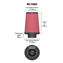 Load image into Gallery viewer, KN-Universal-Chrome-Filter-1-1516-Inch-Flg--3-Inch-Base--2-Inch-Top--3-Inch-Height