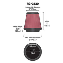 Load image into Gallery viewer, KN-Universal-Chrome-Filter-2-18-Inch-Flg--3-Inch-Bottom--2-Inch-Top--3-Inch-Height