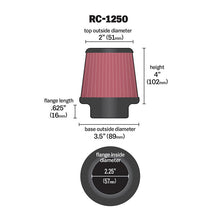Load image into Gallery viewer, KN-Universal-Chrome-Filter-2.25-Inch-Flange--3.5-Inch-Base--2-Inch-Top--4-Inch-Height