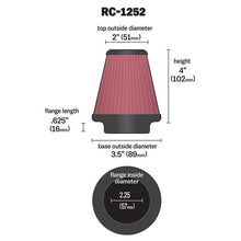 Load image into Gallery viewer, KN-Universal-Chrome-Filter-2.25In-Flange--3.5In-Base--2In-Top--4In-Height---2-Per-Box