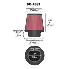 Load image into Gallery viewer, KN-Universal-Chrome-Filter-6In-Flange-Id-X-7.5In-Base-Od-X-5In-Top-Od-X-6In-H