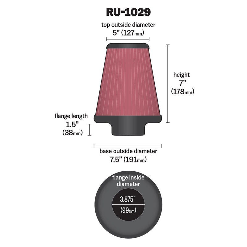 KN-Universal-Clamp-On-Air-Filter-3-78In-Flg--7-12In-B--5In-T--7In-H