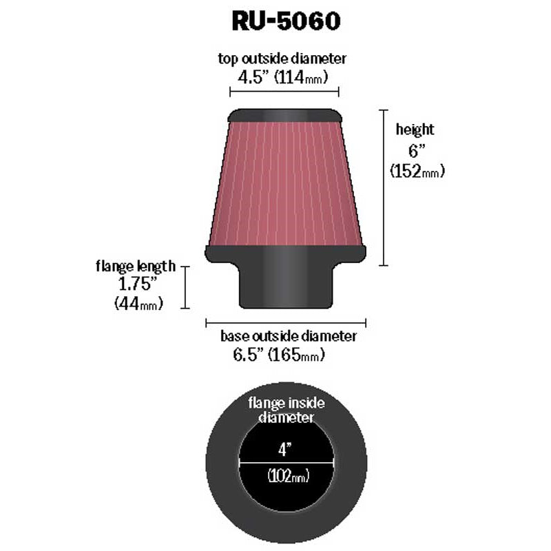 KN-Universal-Clamp-On-Air-Filter-4In-Flg--6-12In-B--4-12In-T--6In-H