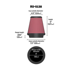 Load image into Gallery viewer, KN-Universal-Clamp-On-Air-Filter-6In-Flg--7-12In-B--4-12In-T--5In-H