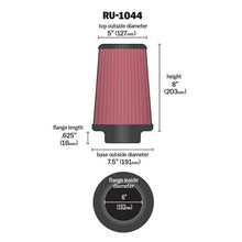 Load image into Gallery viewer, KN-Universal-Clamp-On-Air-Filter-6In-Flg--7-12In-B--5In-T--8In-H
