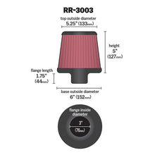Load image into Gallery viewer, KN-Universal-Filter-3-Inch-Flange-6-Inch-Base-5-14-Inch-Top-5-Inch-Height-W-Polished-Top