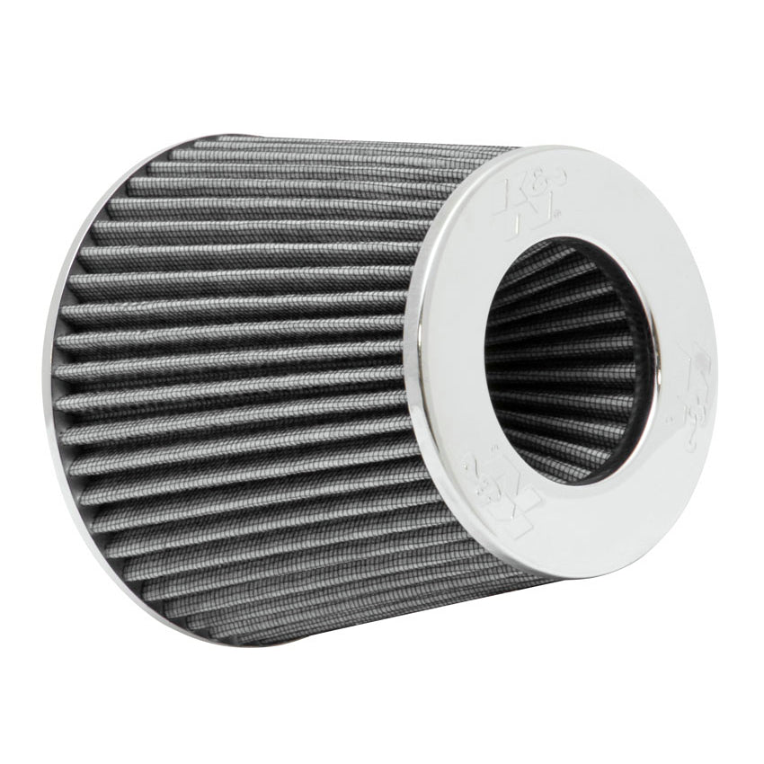 KN-Universal-Filter-Chrome-Round-Tapered-White---4In-Flange-Id-X-1.125In-Flange-Length-X-5.5In-H