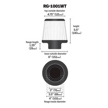 Load image into Gallery viewer, KN-Universal-Filter-Chrome-Round-Tapered-White---4In-Flange-Id-X-1.125In-Flange-Length-X-5.5In-H