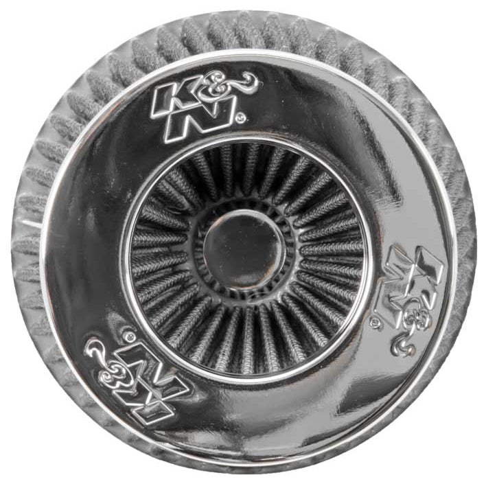 KN-Universal-Filter-Chrome-Round-Tapered-White---4In-Flange-Id-X-1.125In-Flange-Length-X-5.5In-H