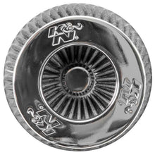 Load image into Gallery viewer, KN-Universal-Filter-Chrome-Round-Tapered-White---4In-Flange-Id-X-1.125In-Flange-Length-X-5.5In-H