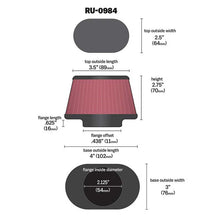 Load image into Gallery viewer, KN-Universal-Rubber-Filter-2.125In-Flange-Id3In-X-4In-Tapered-Oval2.75In-Height-(4-Filters)