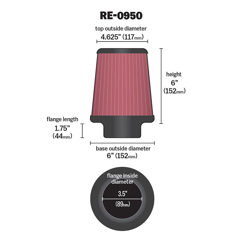 KN-Universal-Rubber-Filter-3-12Inch-Id-Flg--6Inch-Base--4-58Inch-Top--6Inch-Height