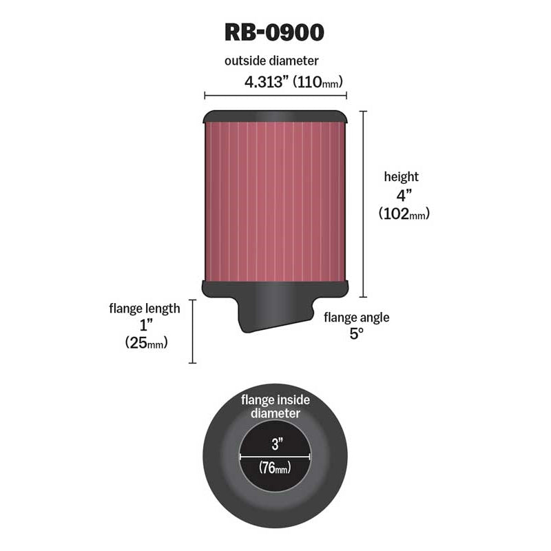 KN-Universal-Rubber-Filter-3-Inch-5-Degree-Flg-4-12-Inch-Od-4-Inch-Height