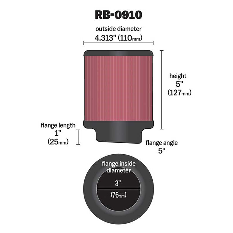 KN-Universal-Rubber-Filter-3-Inch-5-Degree-Flg-4-12-Inch-Od-5-Inch-Height