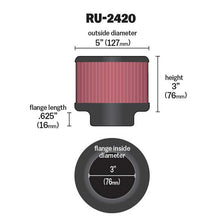 Load image into Gallery viewer, KN-Universal-Rubber-Filter-3-Inch-Flange-5-Inch-Od-3-Inch-Height