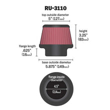 Load image into Gallery viewer, KN-Universal-Rubber-Filter-Round-Tapered-4.5In-Flange-Id-X-5.875-Base-Od-X-5In-Top-Od-X-3.25In-H
