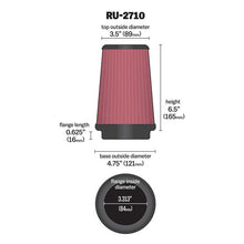 Load image into Gallery viewer, KN-Universal-Rubber-Filter-Round-Tprd-3.313In-Flange-Id-X-4.75In-Base-Od-X-3.5In-Top-Od-X-6.5In-H