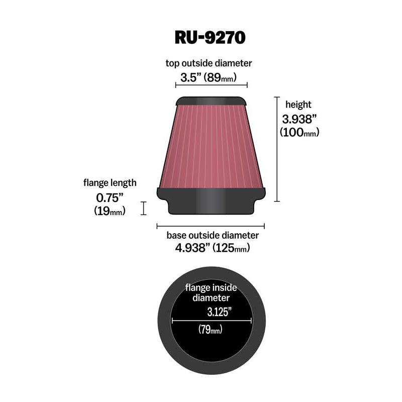 KN-Universal-Tapered-Filter-3-18In-Flange-Idx4-1516In-Base-Od-X-3-12In-Top-Od-X-3-1516In-Height