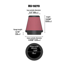 Load image into Gallery viewer, KN-Universal-Tapered-Filter-3-18In-Flange-Idx4-1516In-Base-Od-X-3-12In-Top-Od-X-3-1516In-Height