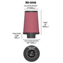 Load image into Gallery viewer, KN-Universal-Tapered-Filter-3.5In-Flange-Id-X-5.5In-Base-Od-X-4In-Top-Od-X-8In-Height