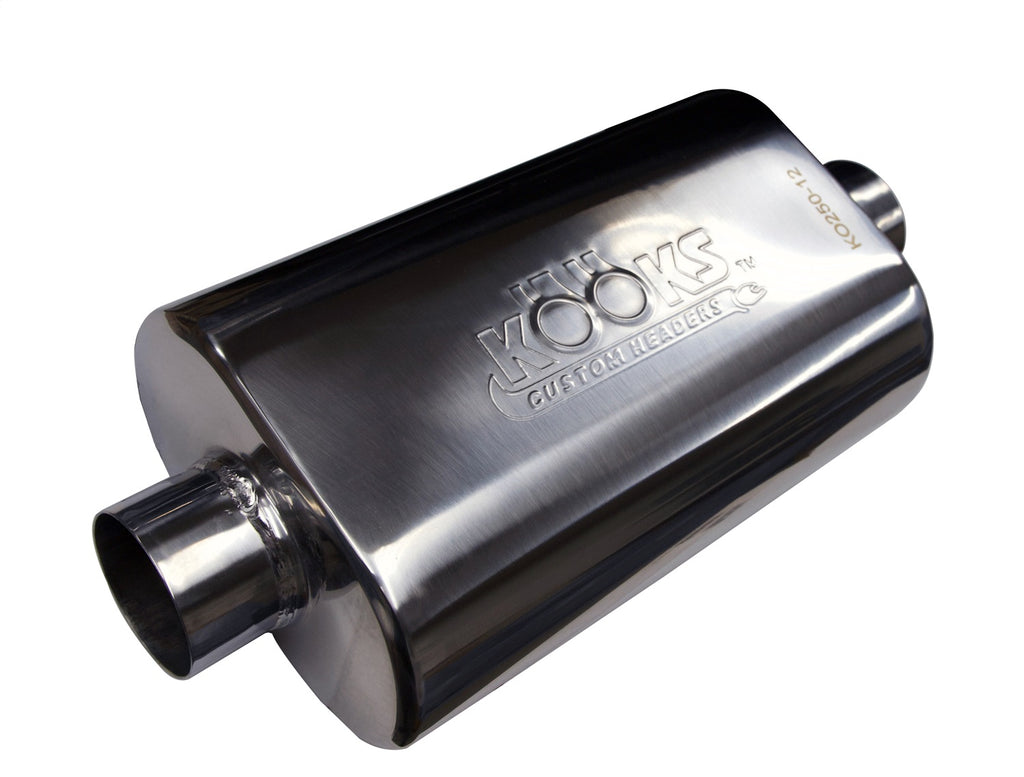 Kooks Custom Headers KO250-12 2-1/2in. Oval Center/Center Muffler 12in. Long Body . Polished Stainless Steel.