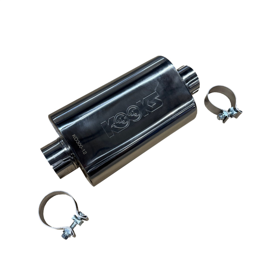 Kooks Custom Headers KO300-12-CI 3in. Oval Clamp In Center/Center Muffler 12in. Long Body . Polished Stainless St