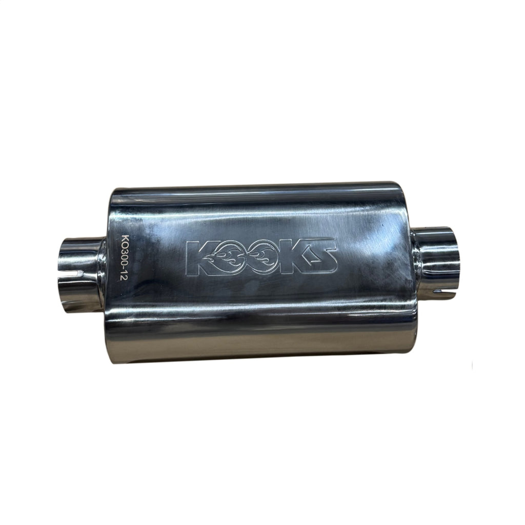 Kooks Custom Headers KO300-12-CI 3in. Oval Clamp In Center/Center Muffler 12in. Long Body . Polished Stainless St