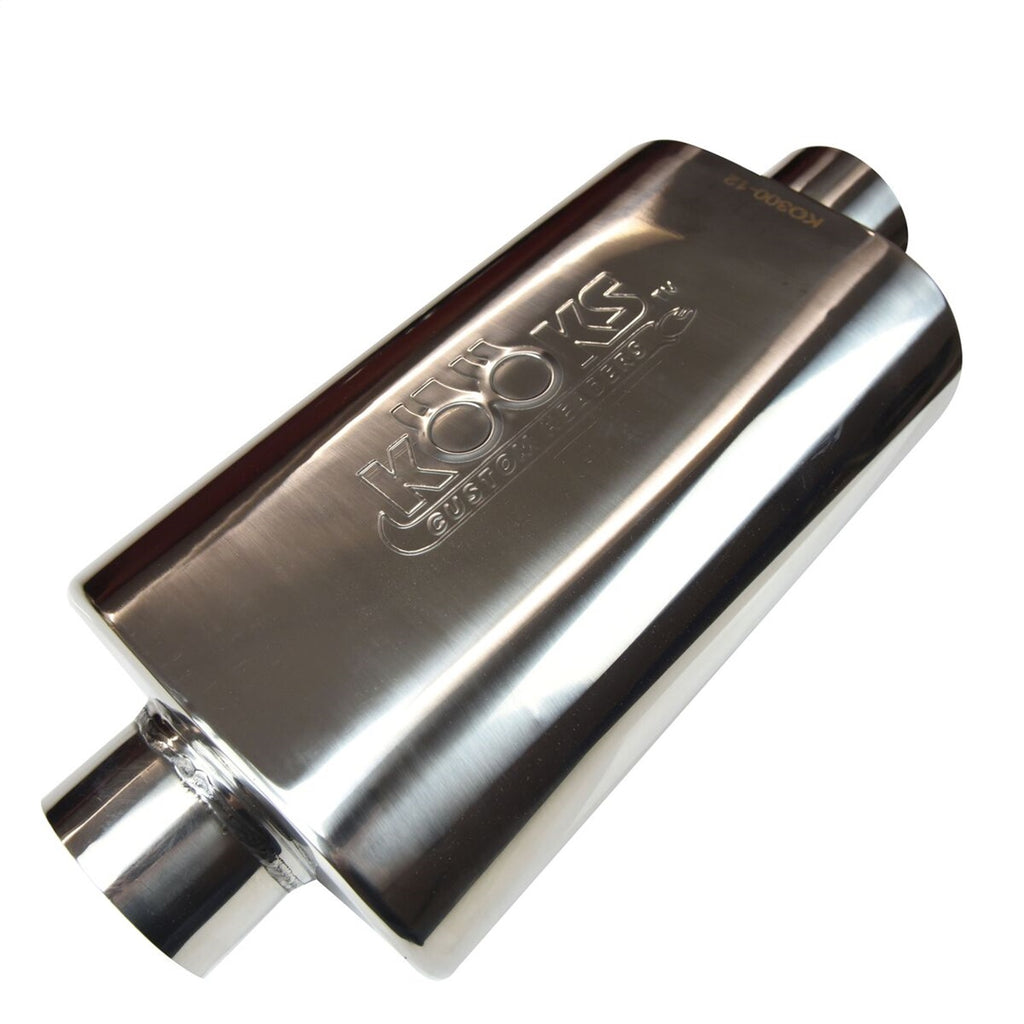 Kooks Custom Headers KO300-12 3in. Oval Center/Center Muffler 12in. Long Body . Polished Stainless Steel.