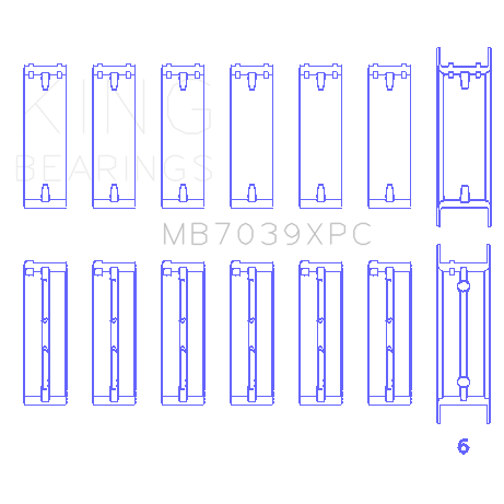 King-Bmw-M20M50-2.0L2.5L2.7L-Crankshaft-Main-Bearings-Set-(Size-.026)---7-Pairs-Coated