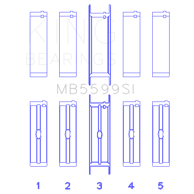 King-International-421Ci446Ci-V8-(Std-Size)-Crankshaft-Main-Bearing-Set