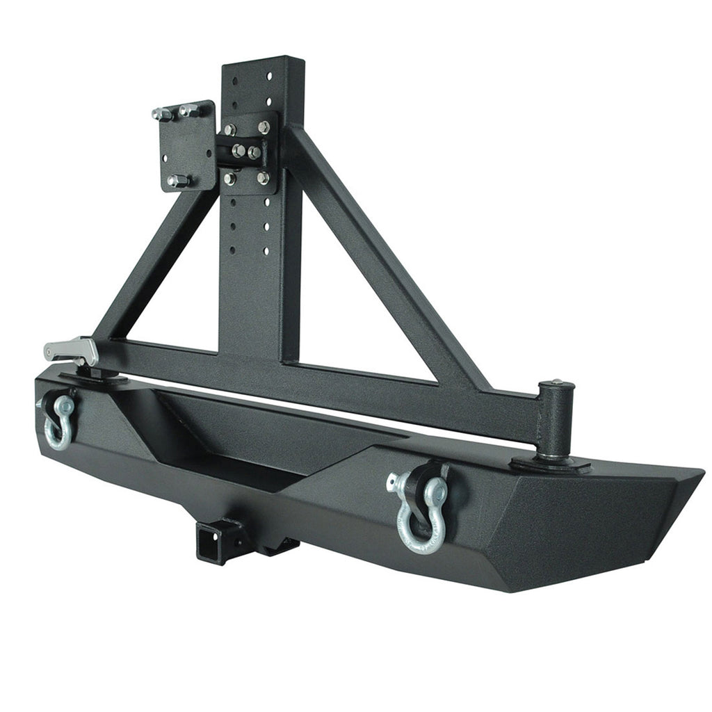 (Kit)-0717-Jeep-Wrangler-Jk-Heavy-Duty-Rock-Crawler-Rear-Bumper-W-Tire-Carrier-(Blk)