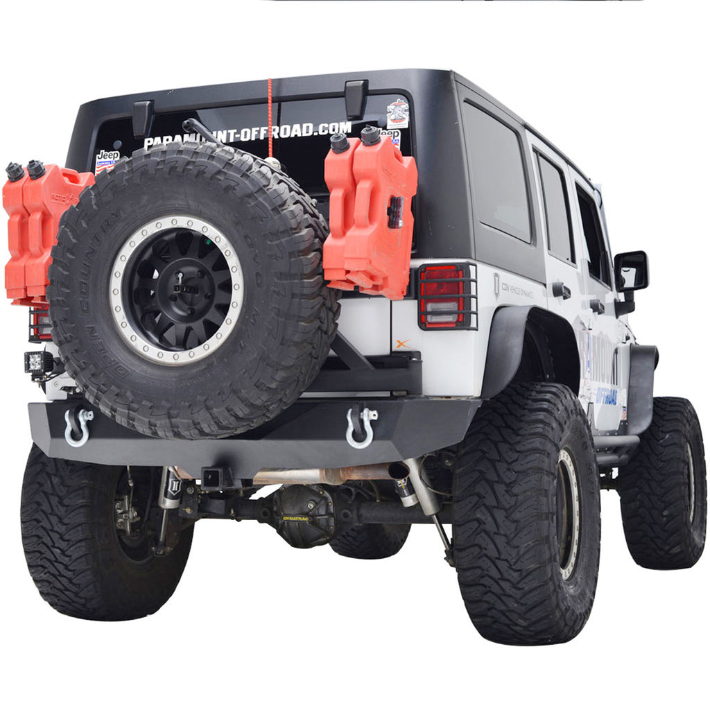 (Kit)-0717-Jeep-Wrangler-Jk-Heavy-Duty-Rock-Crawler-Rear-Bumper-W-Tire-Carrier-(Blk)