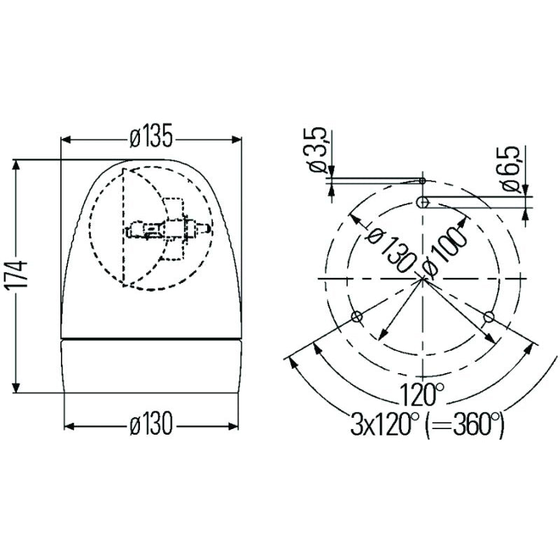 Kl-Rotacompact-Amber-Beacon-Fixed-Mount-12V