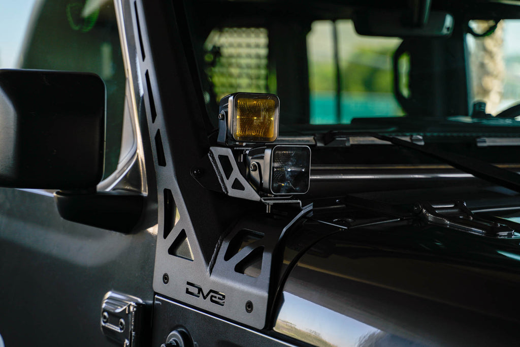 DV8 Offroad LBJL-11 Jeep Wrangler JL & Gladiator JT A-Pillar Dual Light Pod Mounts