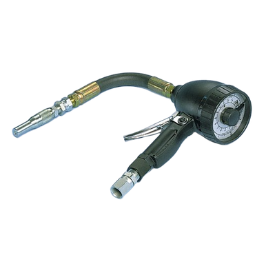 Lincoln Industrial 899 Dial Indicator Style Mechanical Oil Meter (LITERS), Flexible Extension with Semi-Auto Nozzle, 1/2 Inch NPT (F) Fluid Inlet