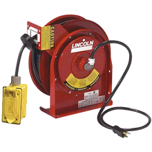 Load image into Gallery viewer, Lincoln Industrial 91032 HD 45 Ft. Power Cord Reel, 20 Amp Max Dual GFCI Outlet Receptacle