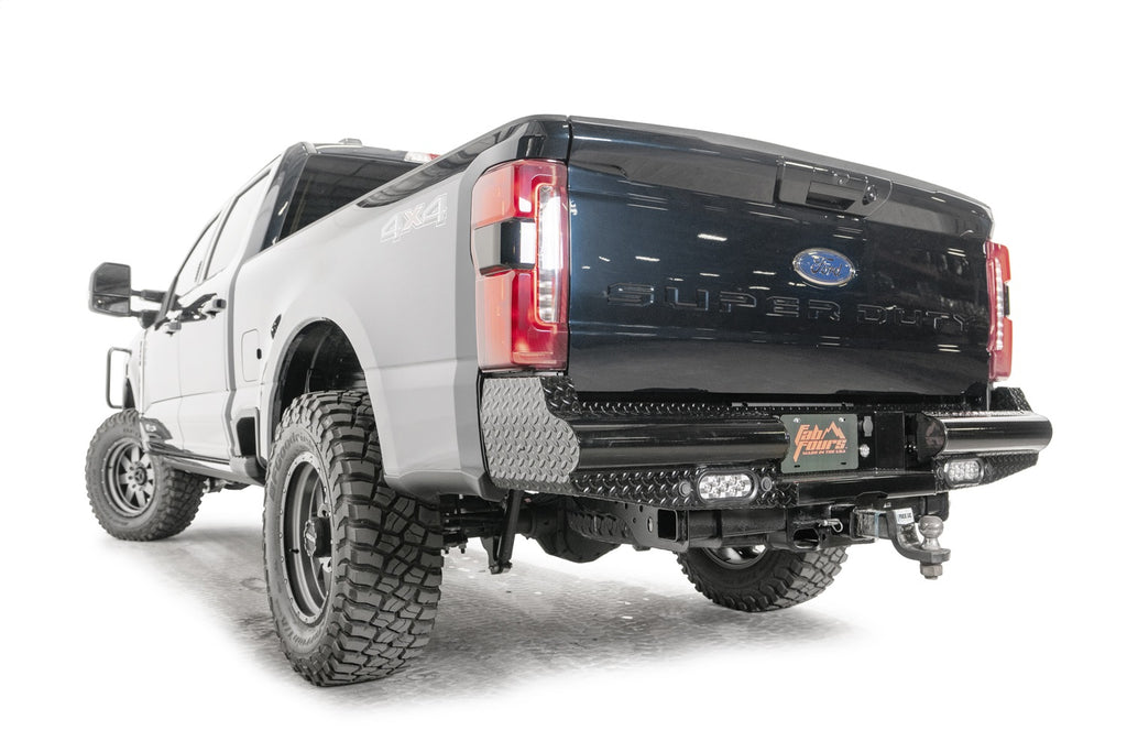 Fab Fours FS23-T5950-1 Black Steel Rear Bumper for Select Ford F-250 Super Duty, Ford F-350 Super Duty