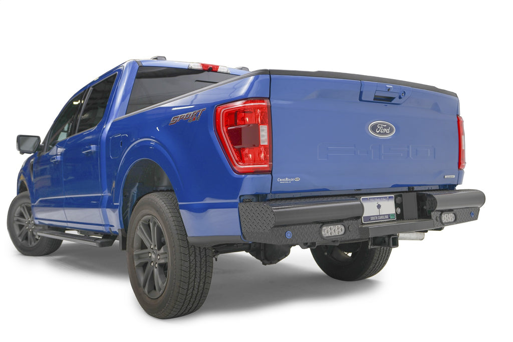 Fab Fours FF21-T5050-1 Black Steel Rear Bumper for Select Ford F-150