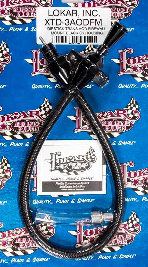 LOKAR XTD-3AODFM Black Dipstick Ford AOD Trans Firewall Mount