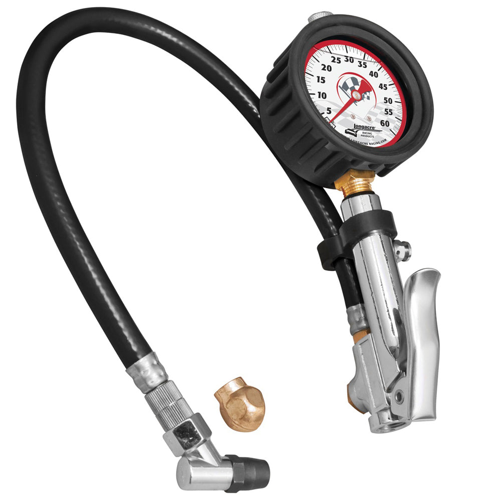 LONGACRE 52-52008 Tire Gauge Quick Fill 0-60psi 2-1/2in Glow