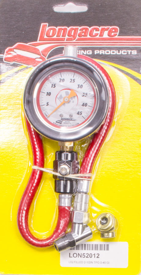LONGACRE 52-52012 Tire Gauge 0-45PSI 2.5in GID Deluxe