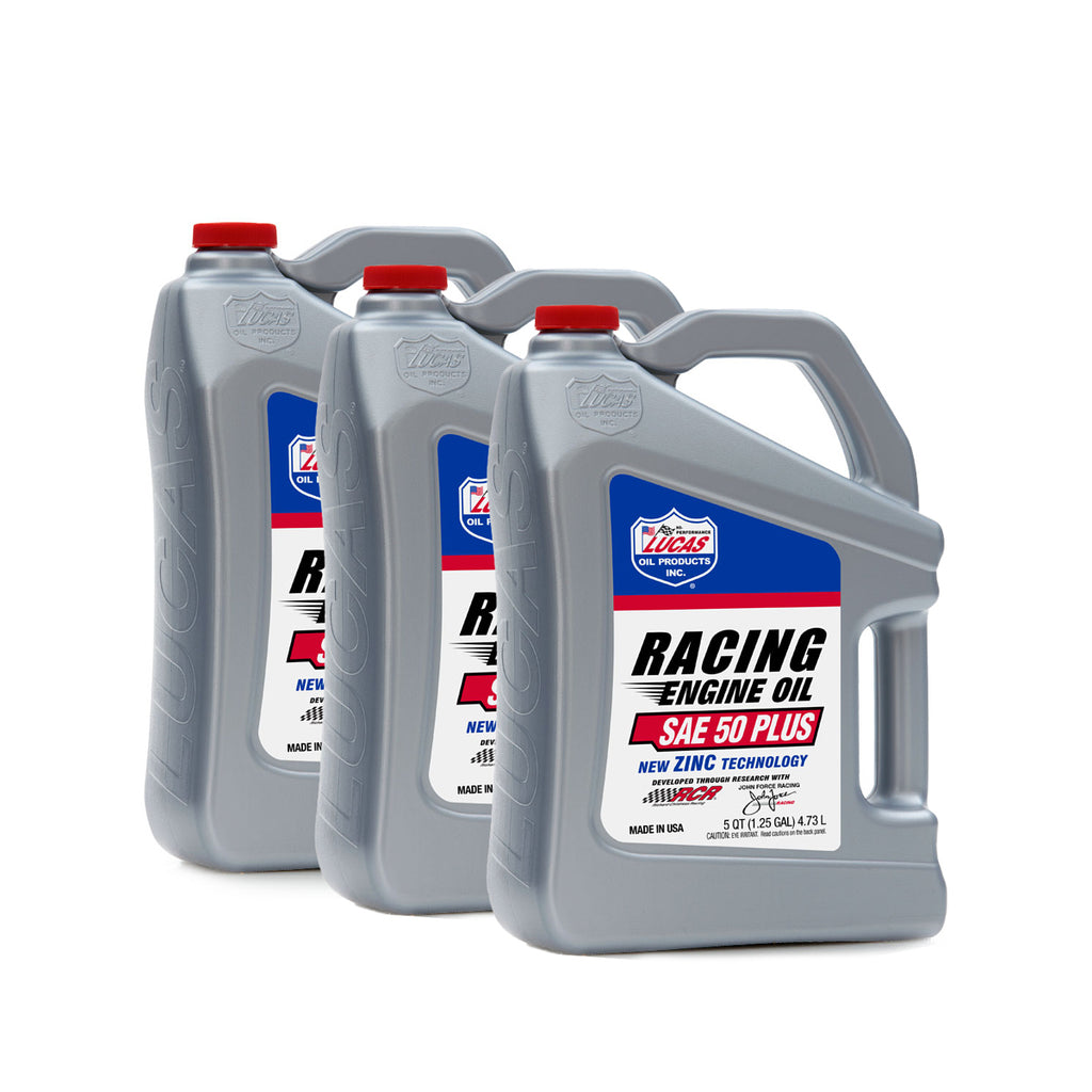 LUCAS OIL 10347-3 50 Plus Racing Motor Oil Case 3 x 5 Quart Bottles