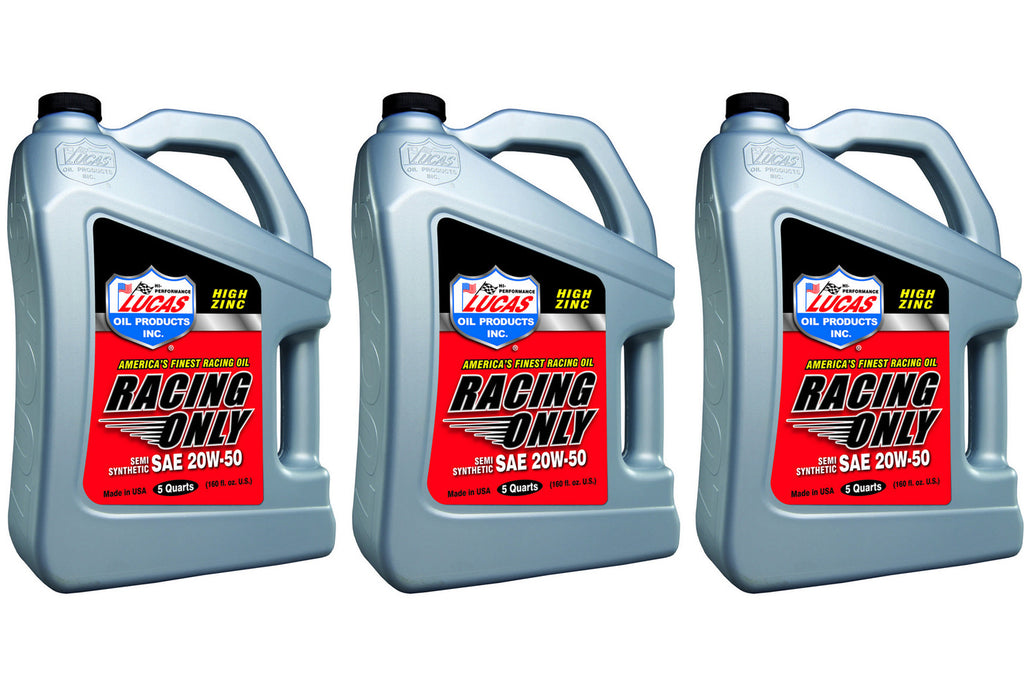 LUCAS OIL 10378-3 20w50 Semi Synthetic Racing Oil 3 x 5 Quart