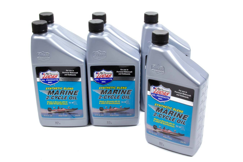 LUCAS OIL 10860-6 Marine Oil 2 Cycle Case 6 x 1 Qt. Synthetic Blen