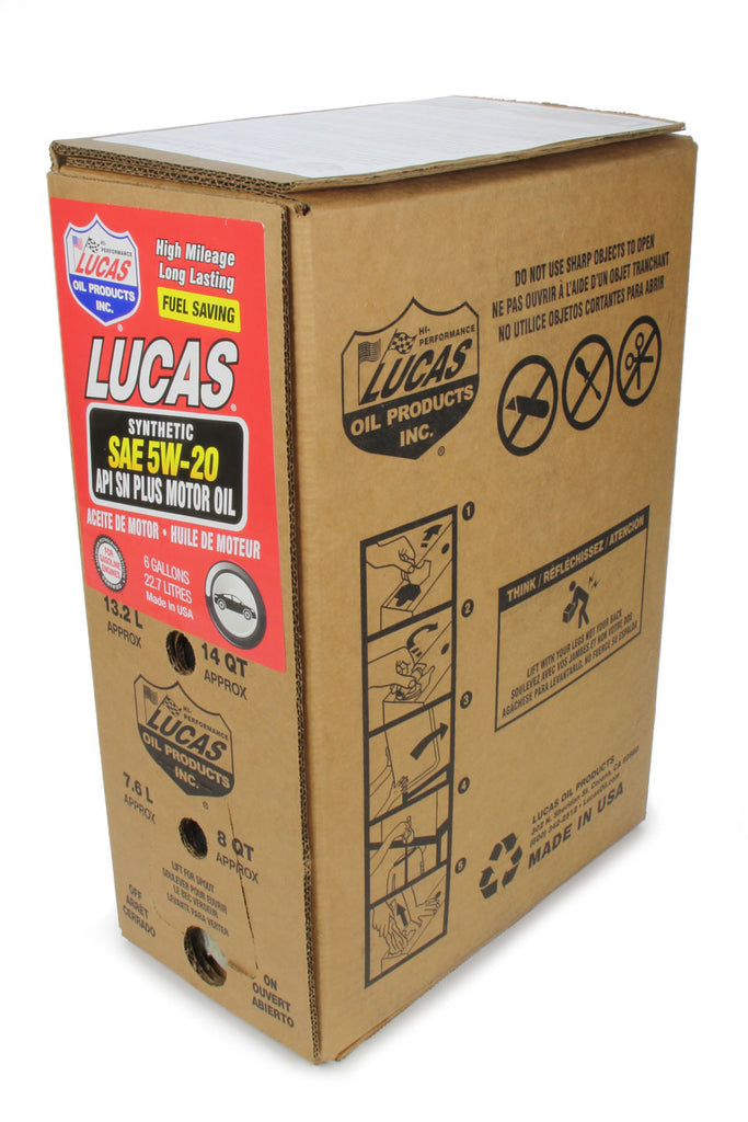 LUCAS OIL 18004 Synthetic SAE 5W20 Oil 6 Gallon Bag In Box