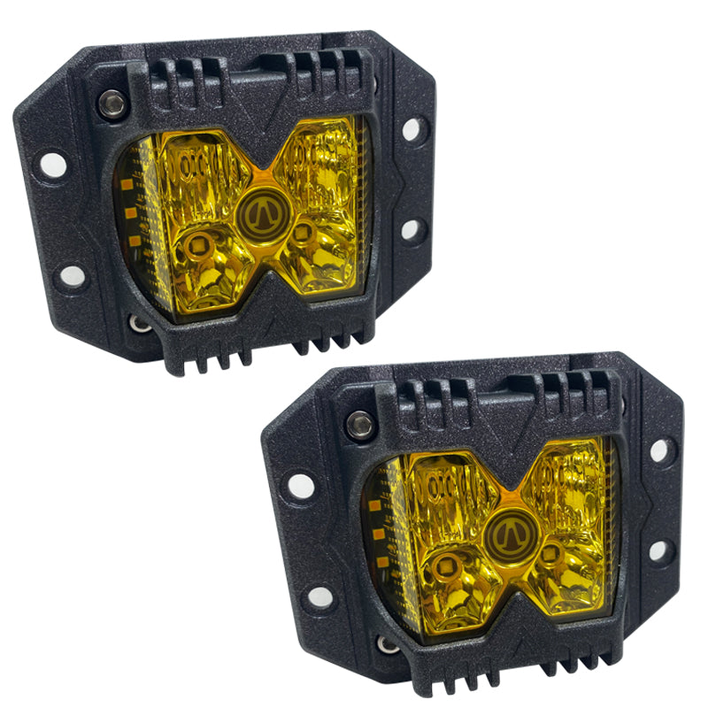 Led-Aux-Flush-Mount-Light-Amber-Side-Strobe-Profession-Grade-Amber-Fog-Lens