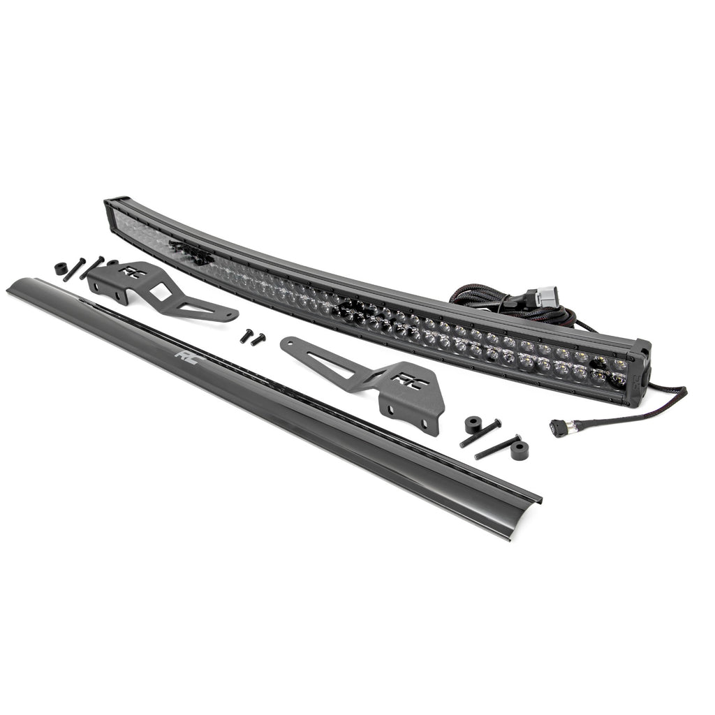 Led-Light-Windshield-Kit-50-Inch-Curved-Dual-Row-Black-Series-With-White-Drl-07-14-Toyota-Fj-Cruiser-Rough-Country