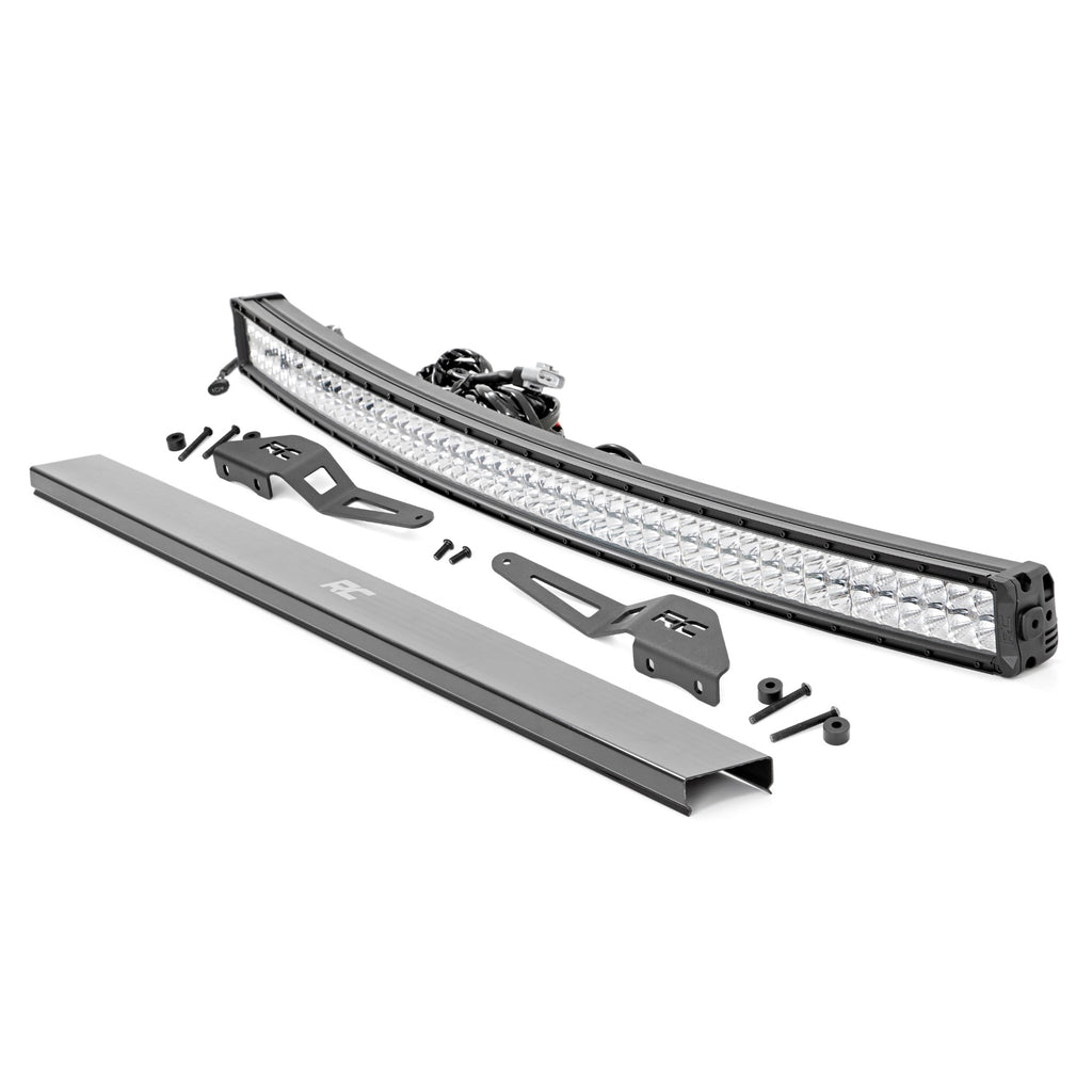 Led-Light-Windshield-Kit-50-Inch-Curved-Dual-Row-Chrome-Series-With-White-Drl-07-14-Fj-Cruiser-Rough-Country